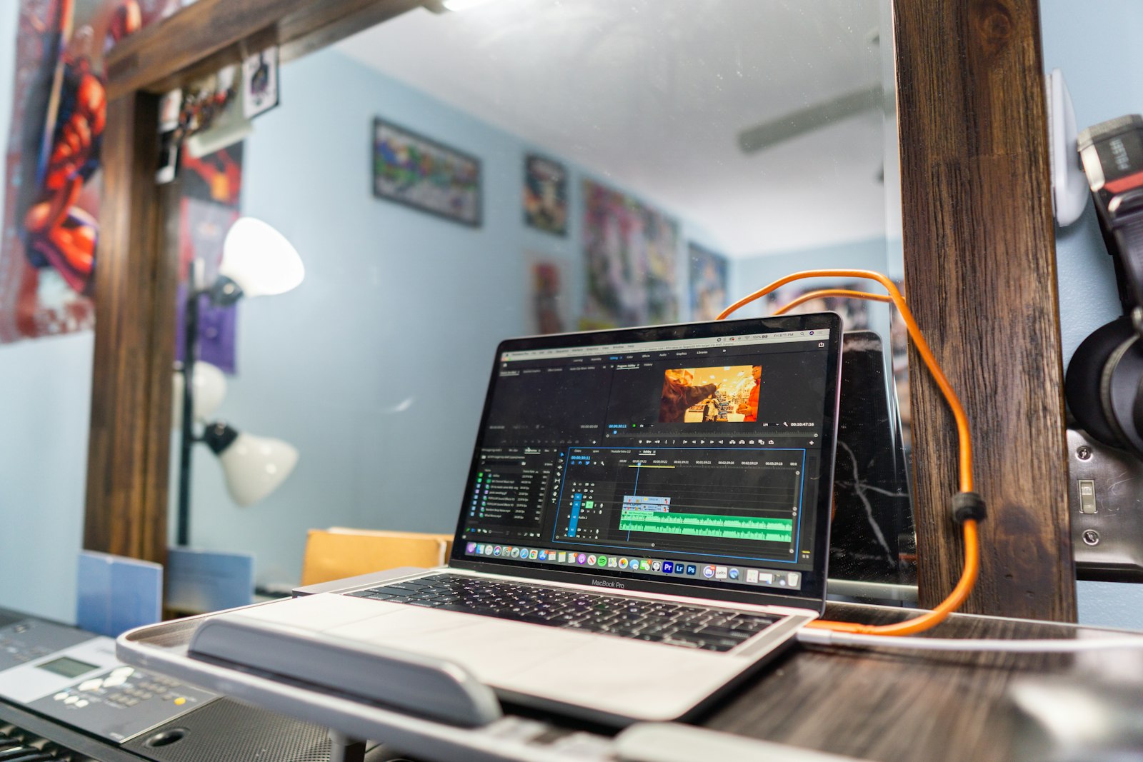 MacBook Pro on a wooden table