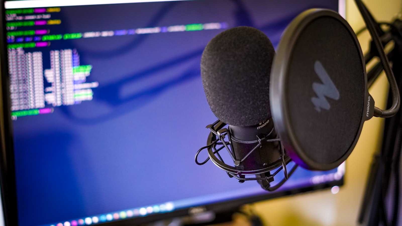 Black and silver microphone on a stand